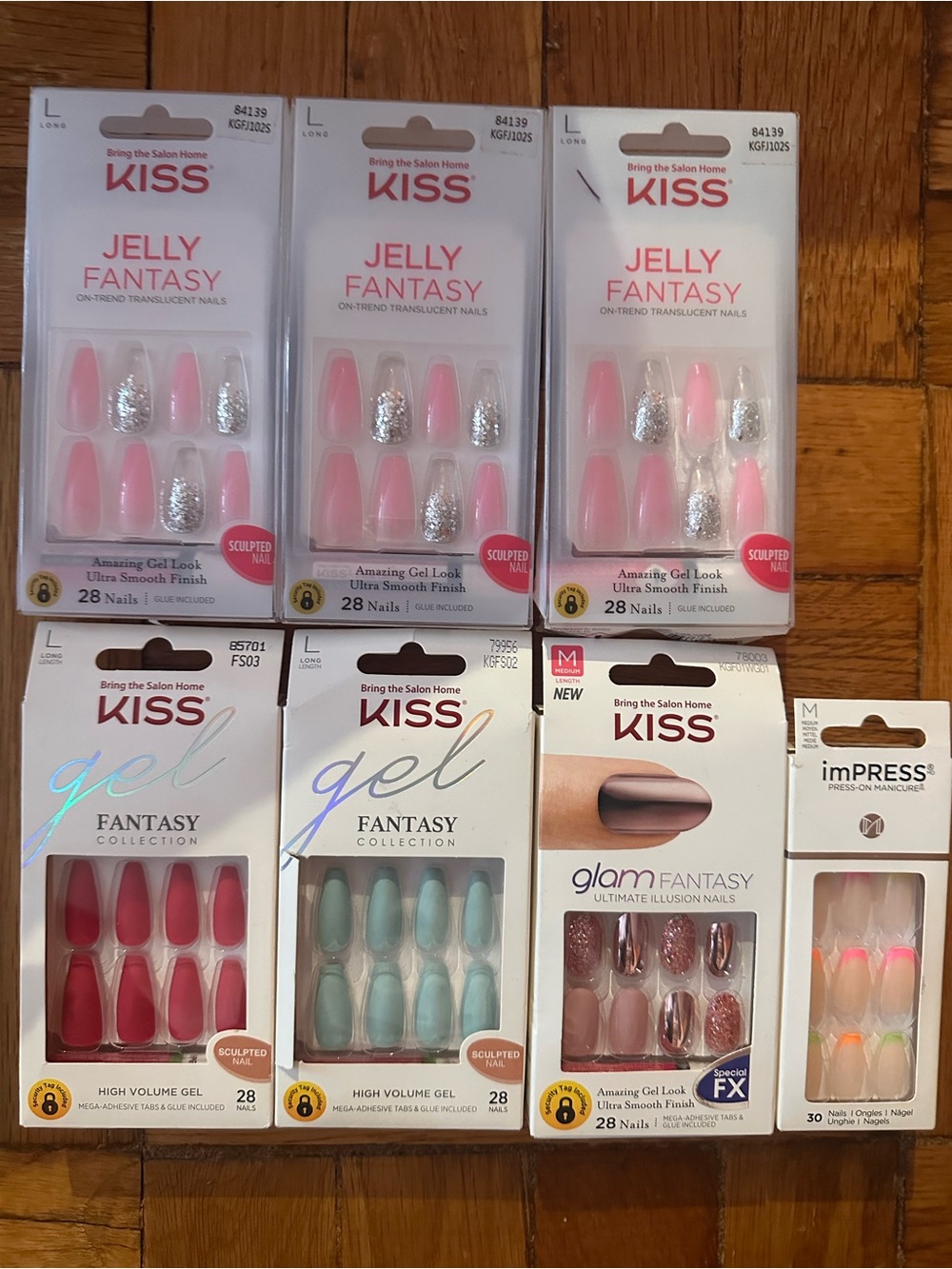 Kiss Assorted Pink, Silver, Mint & Rose Press-On Nail Lot